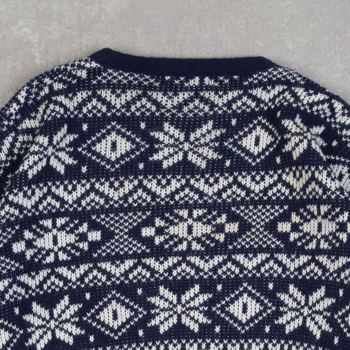 MEN'S VINTAGE 1990S PATTERNED KNITTED JUMPER - LARGE