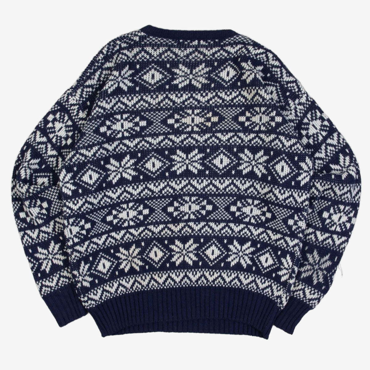 MEN'S VINTAGE 1990S PATTERNED KNITTED JUMPER - LARGE