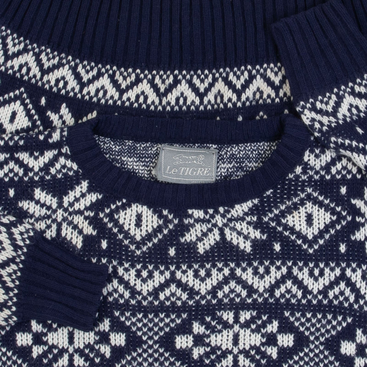 MEN'S VINTAGE 1990S PATTERNED KNITTED JUMPER - LARGE