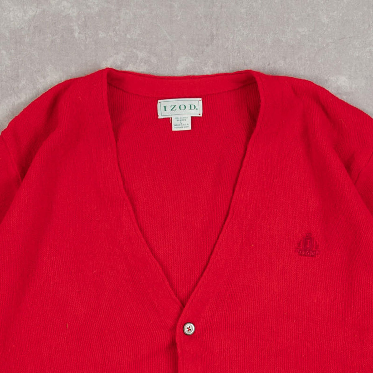 MEN'S VINTAGE 1980S IZOD KNITTED CARDIGAN - LARGE