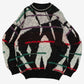 MEN'S VINTAGE 1980S PATTERNED KNITTED JUMPER - LARGE