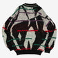 MEN'S VINTAGE 1980S PATTERNED KNITTED JUMPER - LARGE