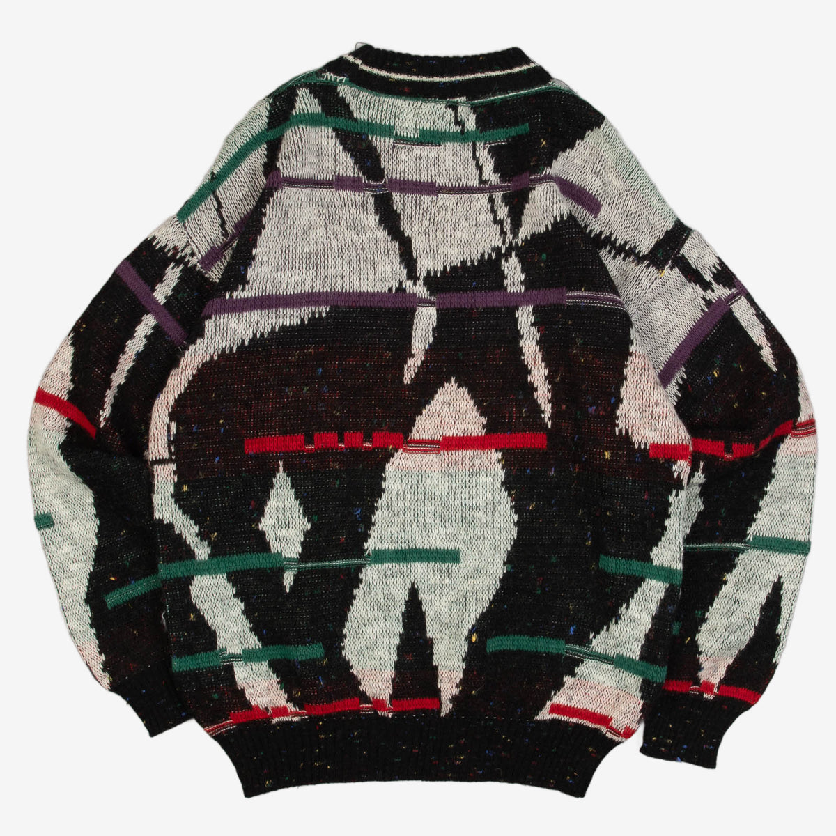 MEN'S VINTAGE 1980S PATTERNED KNITTED JUMPER - LARGE