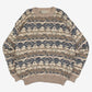 MEN'S VINTAGE 1990S PATTERNED KNITTED JUMPER - X-LARGE