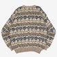 MEN'S VINTAGE 1990S PATTERNED KNITTED JUMPER - X-LARGE