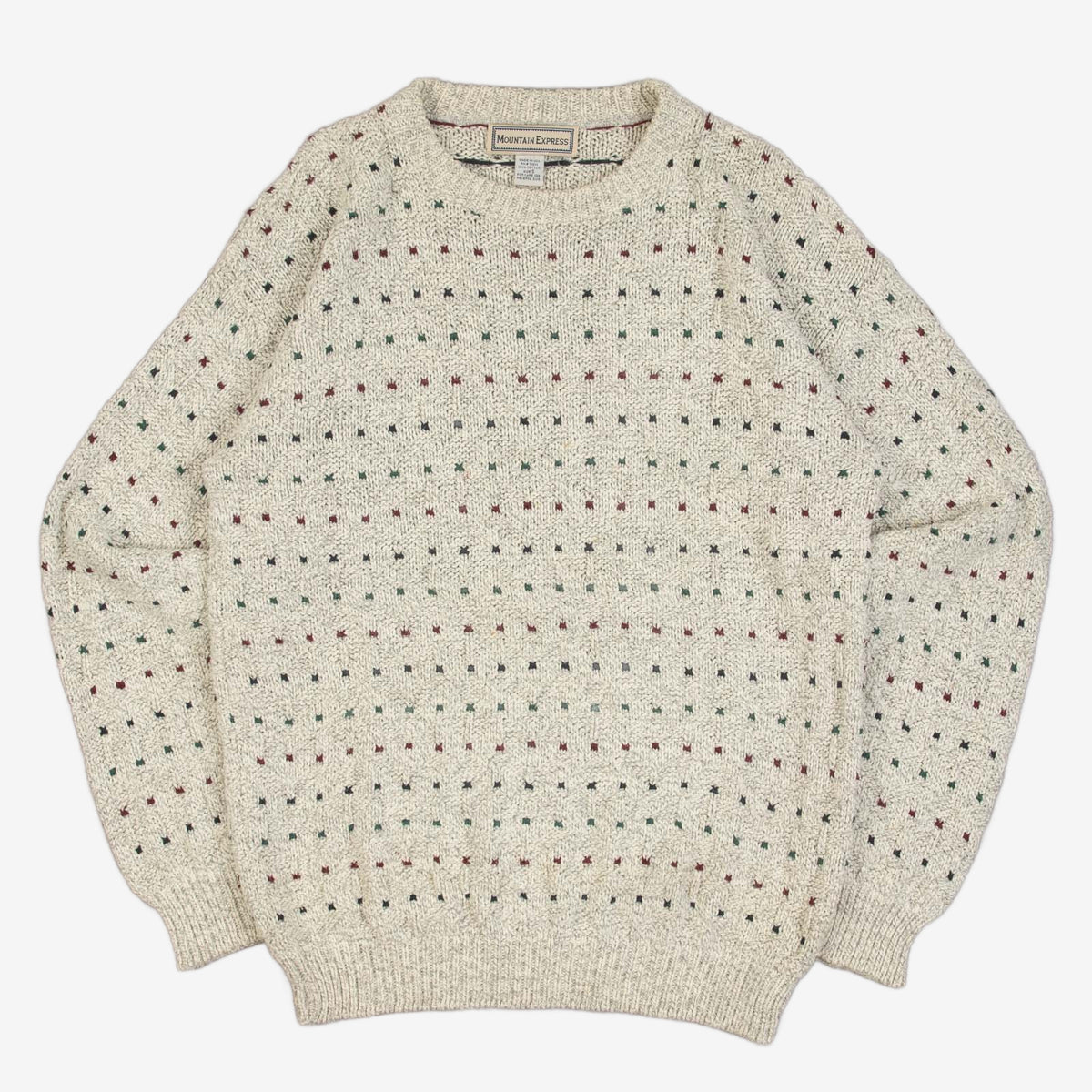 MEN'S VINTAGE 1990S STRUCTURED PATTERNED KNITTED JUMPER - LARGE