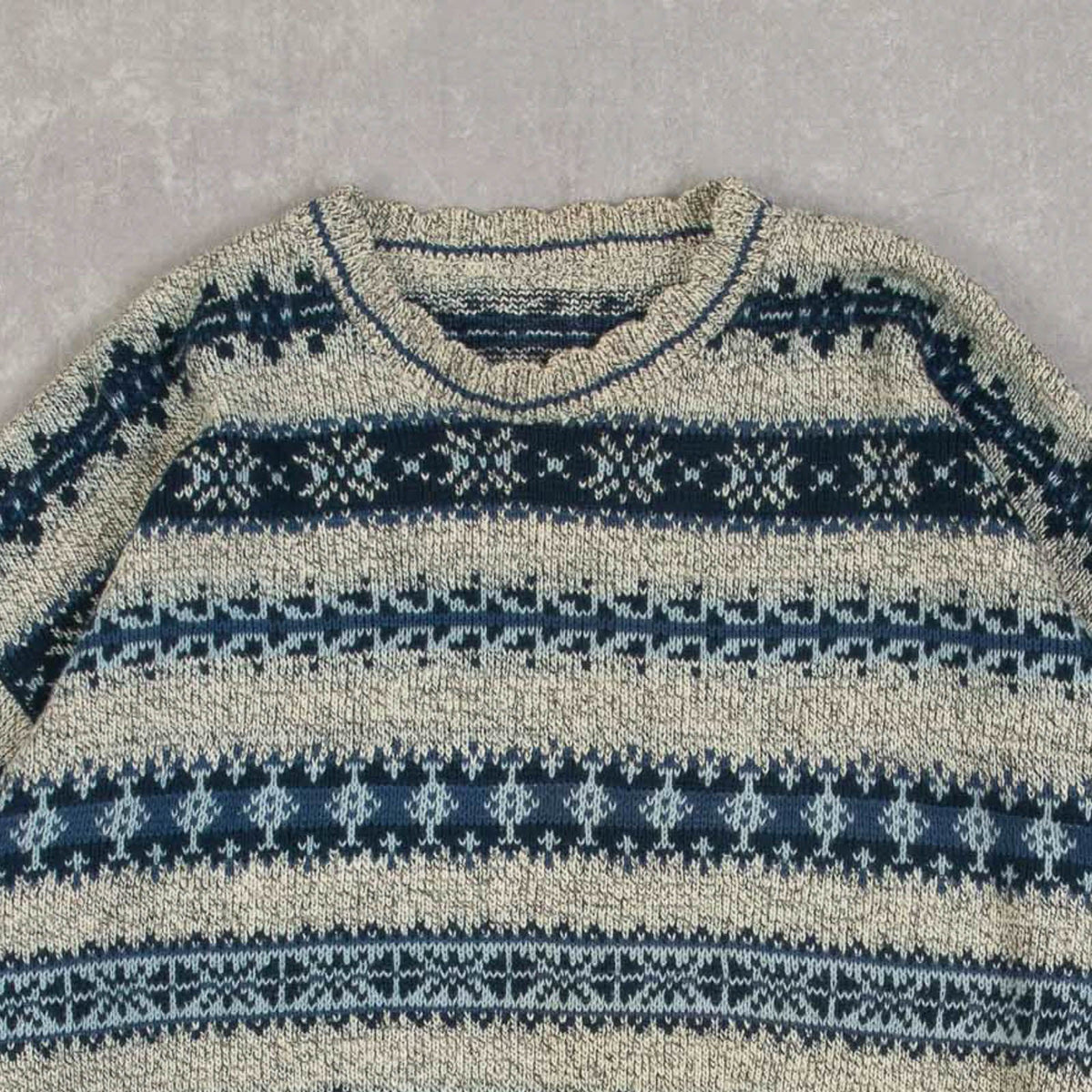 WOMEN'S VINTAGE 1980S PATTERNED KNITTED JUMPER - MEDIUM