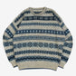 WOMEN'S VINTAGE 1980S PATTERNED KNITTED JUMPER - MEDIUM
