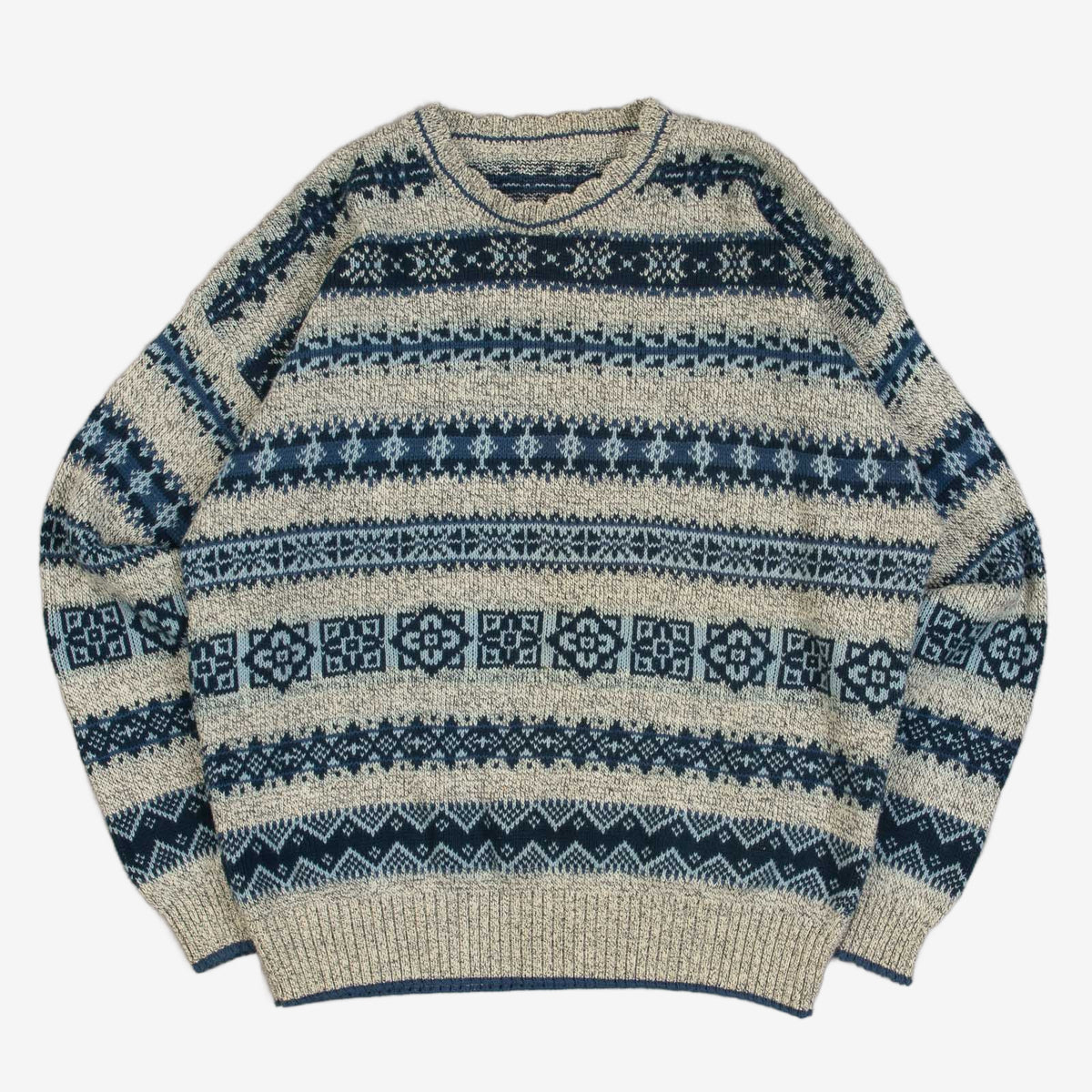 WOMEN'S VINTAGE 1980S PATTERNED KNITTED JUMPER - MEDIUM