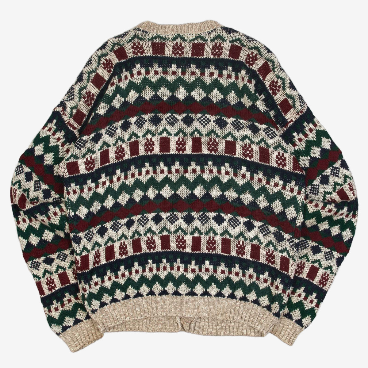 MEN'S VINTAGE 1990S PATTERNED KNITTED CARDIGAN - MEDIUM