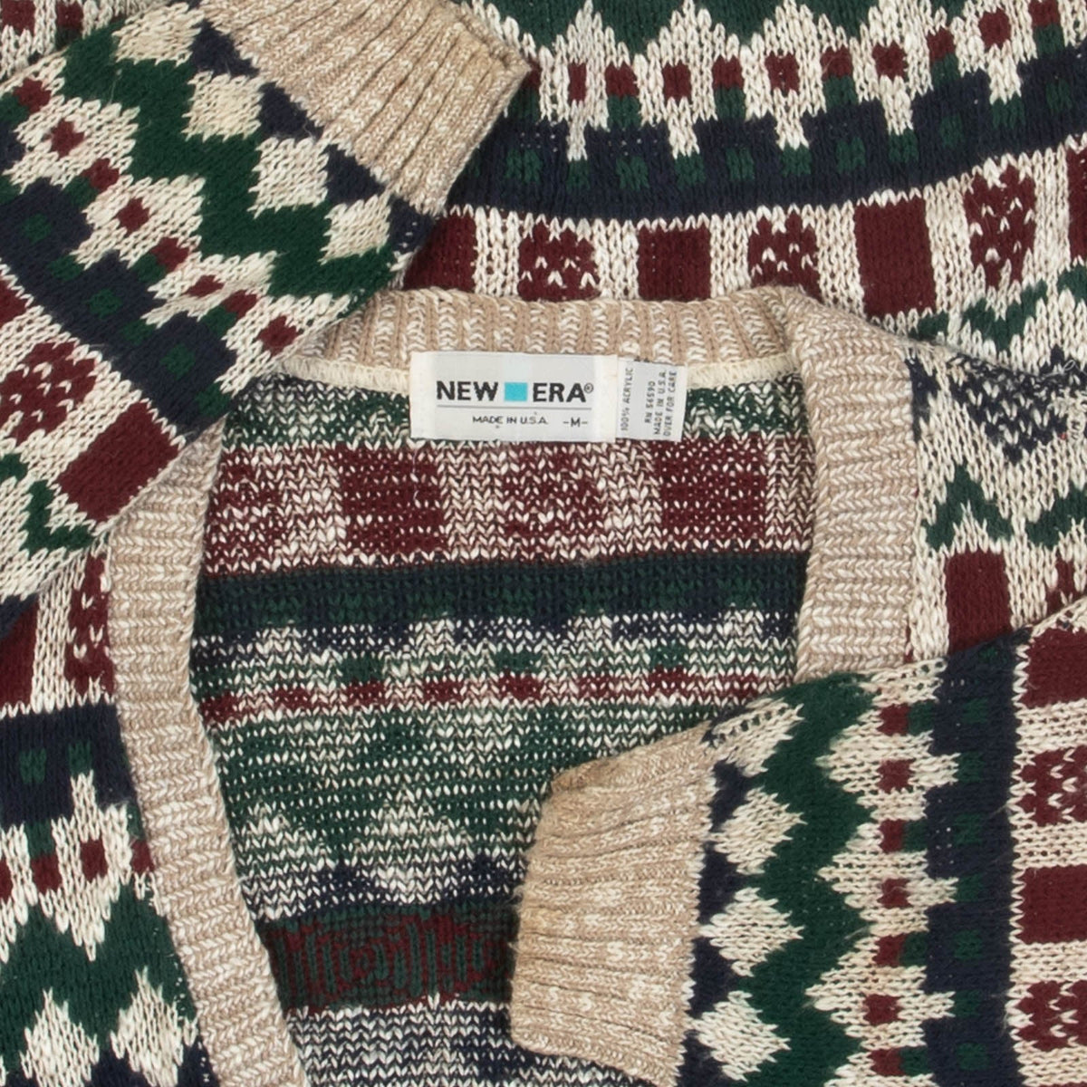 MEN'S VINTAGE 1990S PATTERNED KNITTED CARDIGAN - MEDIUM