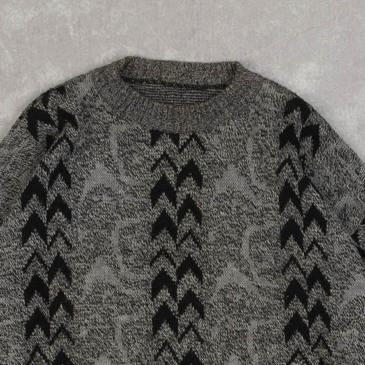 MEN'S VINTAGE 1990S PATTERNED KNITTED JUMPER - LARGE