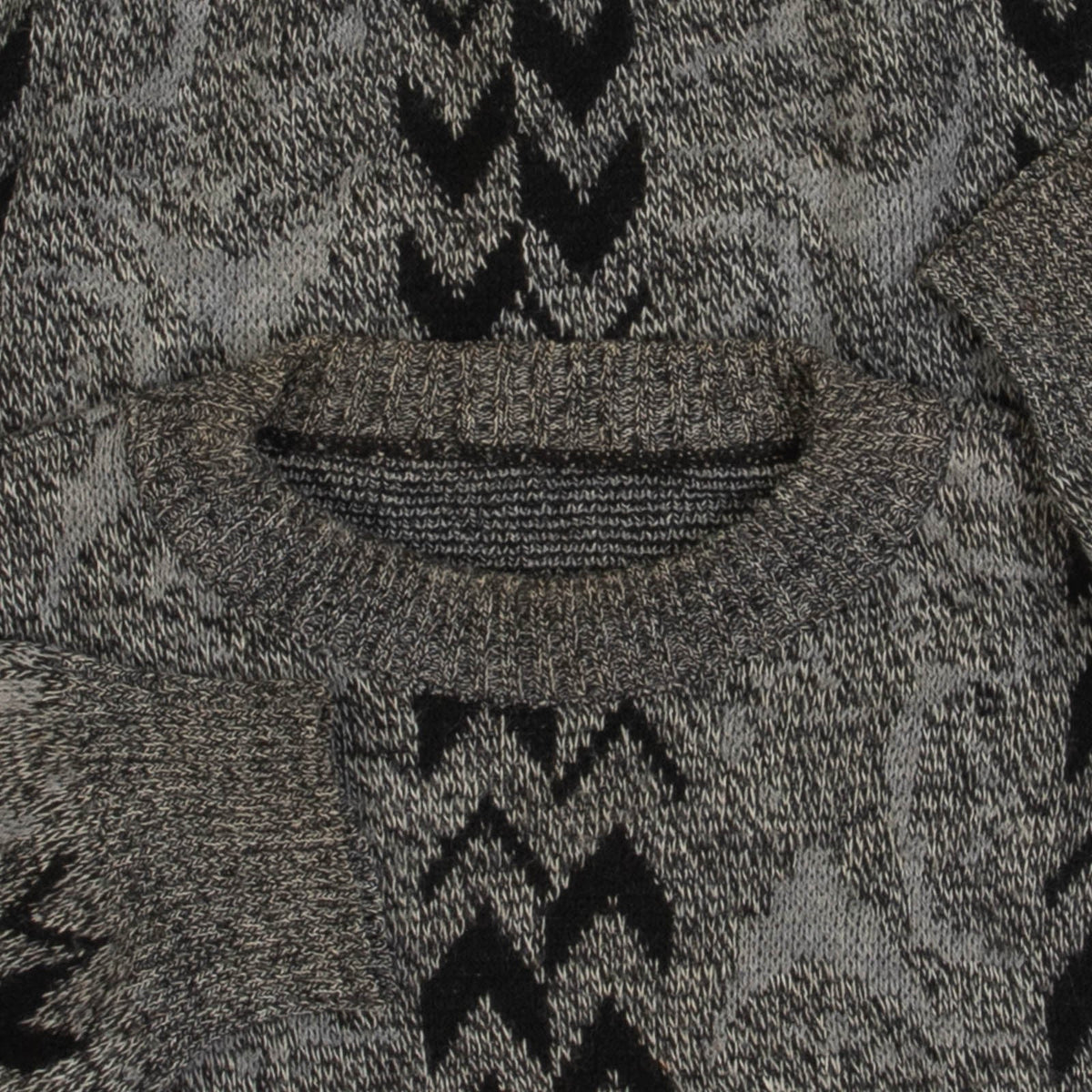 MEN'S VINTAGE 1990S PATTERNED KNITTED JUMPER - LARGE
