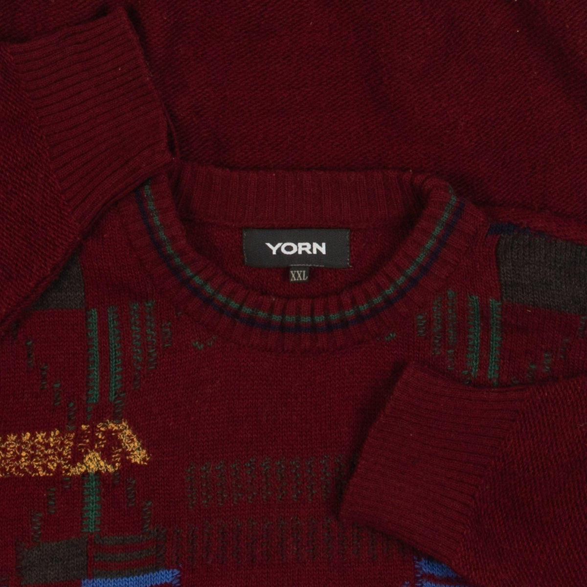 MEN'S VINTAGE 1990S PATTERNED KNITTED JUMPER - XX-LARGE