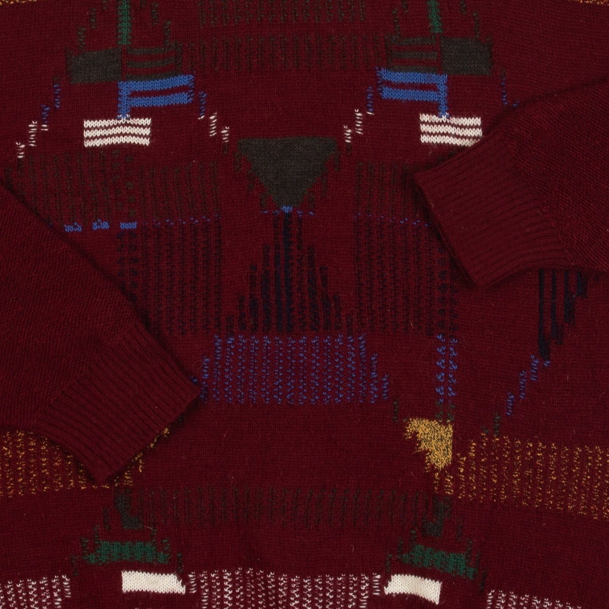 MEN'S VINTAGE 1990S PATTERNED KNITTED JUMPER - XX-LARGE