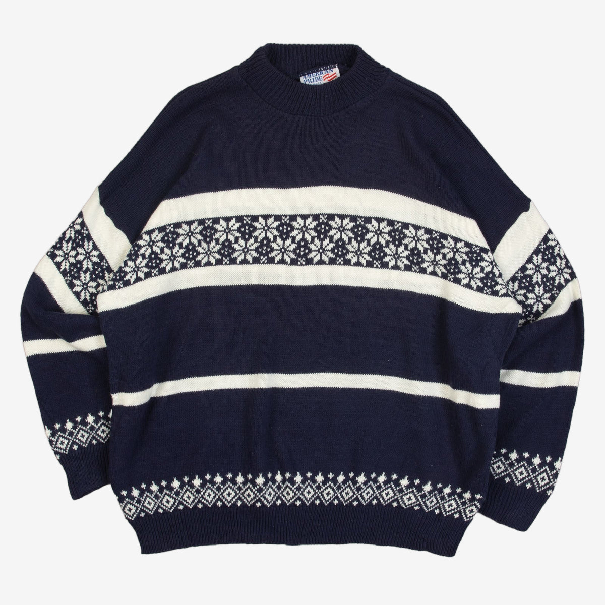WOMEN'S VINTAGE 1980S STRIPED PATTERNED KNITTED JUMPER - X-LARGE
