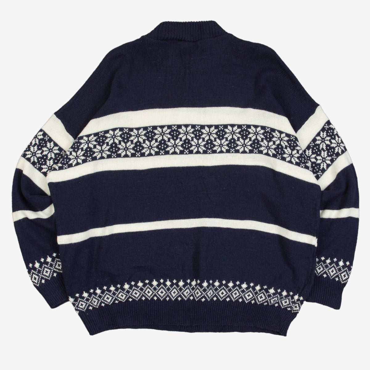 WOMEN'S VINTAGE 1980S STRIPED PATTERNED KNITTED JUMPER - X-LARGE