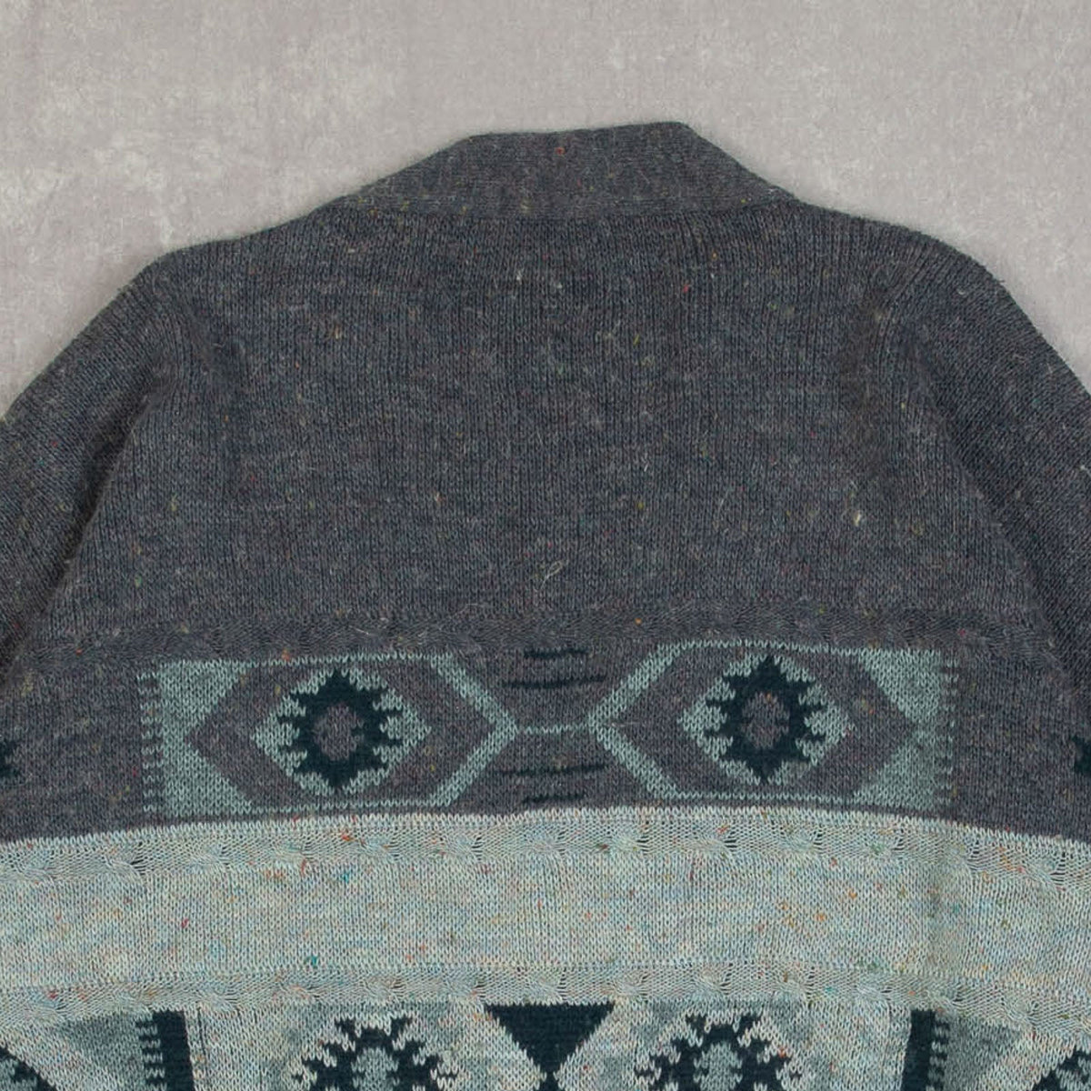 MEN'S VINTAGE 1980S STRUCTURED PATTERNED KNITTED CARDIGAN - LARGE