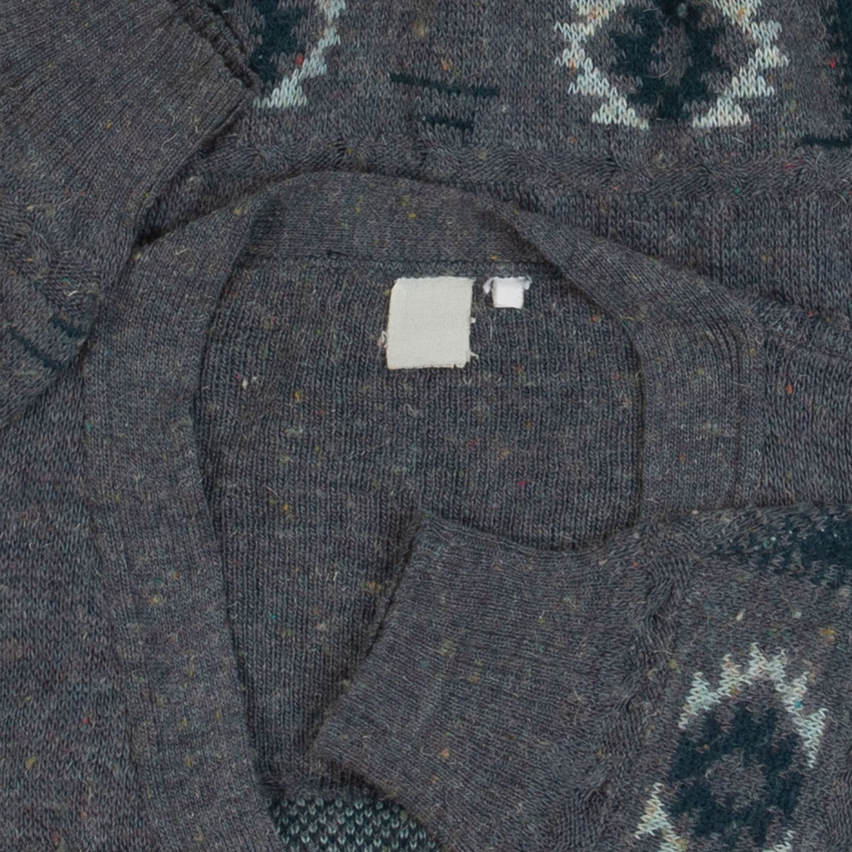 MEN'S VINTAGE 1980S STRUCTURED PATTERNED KNITTED CARDIGAN - LARGE