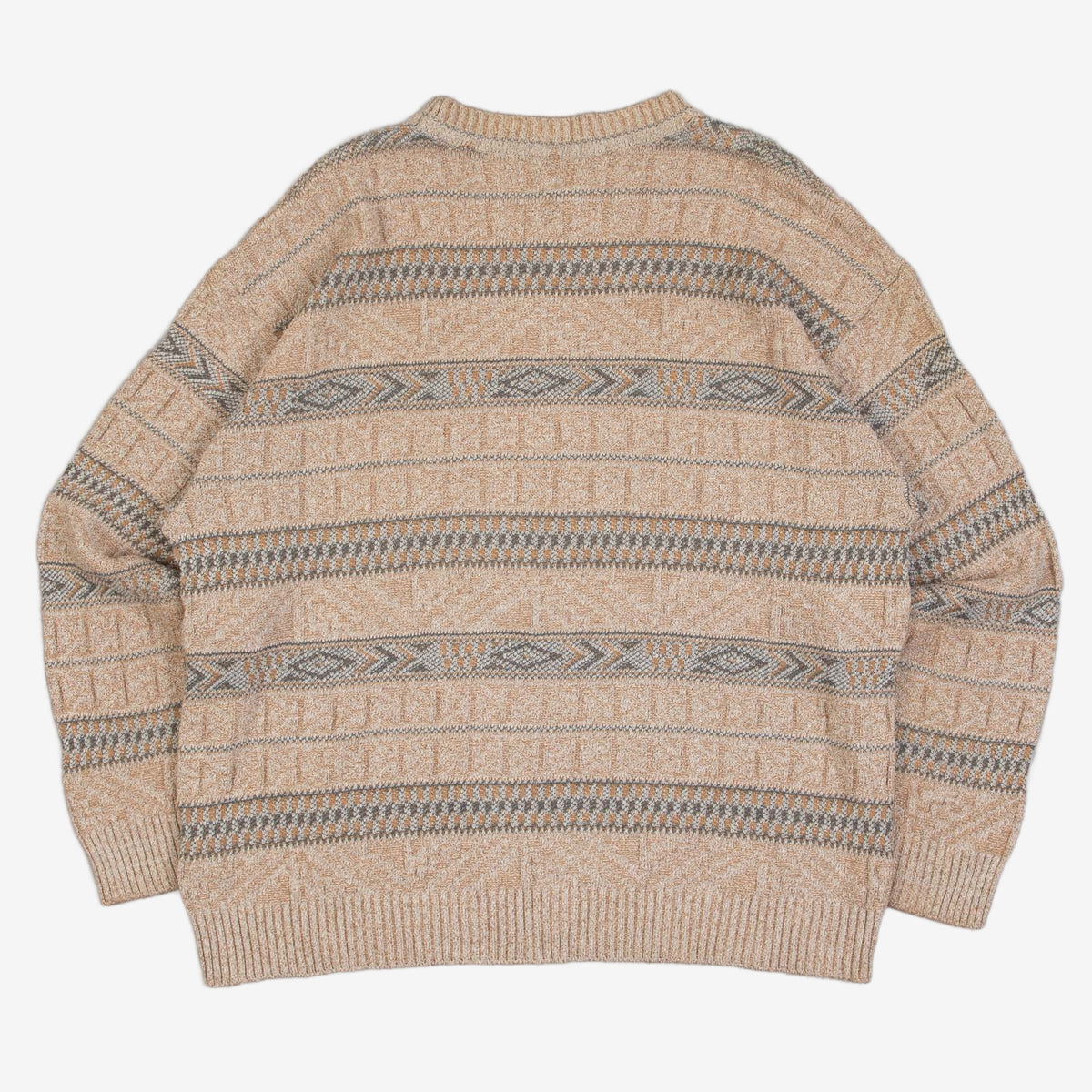 MEN'S VINTAGE 1990S STRUCTURED PATTERNED KNITTED JUMPER - LARGE