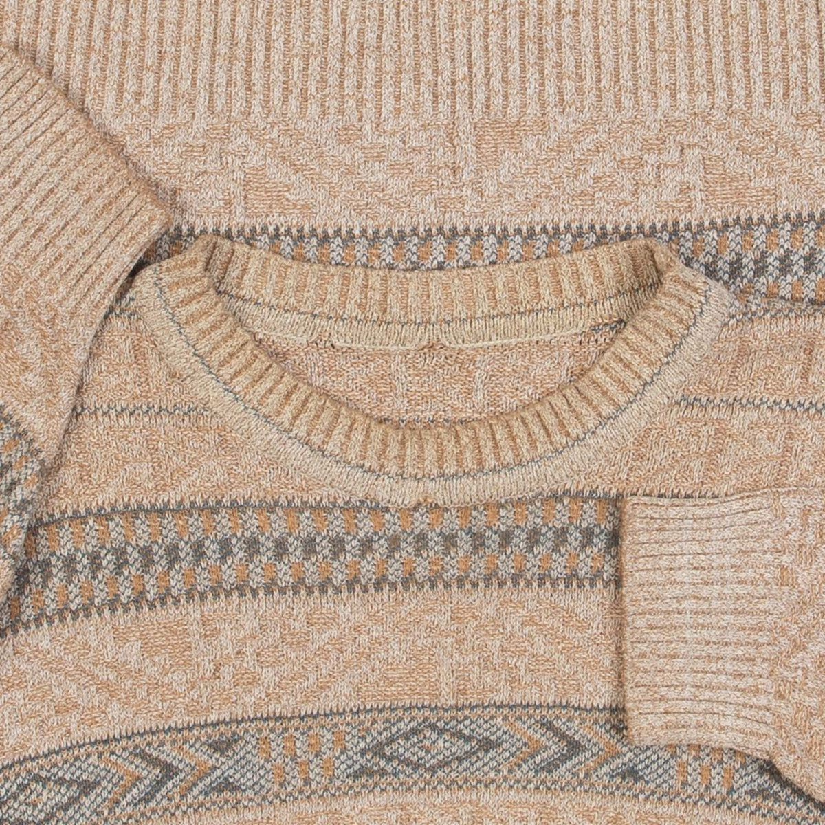 MEN'S VINTAGE 1990S STRUCTURED PATTERNED KNITTED JUMPER - LARGE