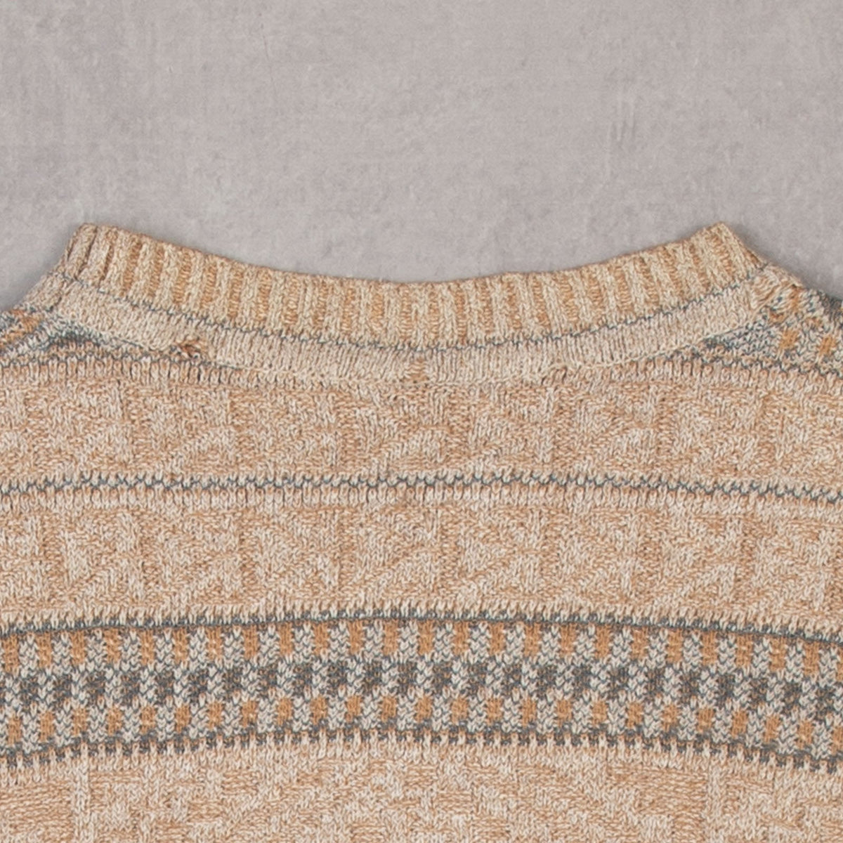 MEN'S VINTAGE 1990S STRUCTURED PATTERNED KNITTED JUMPER - LARGE