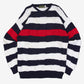 MEN'S VINTAGE 1990S STRIPED STRUCTURED KNITTED JUMPER - LARGE