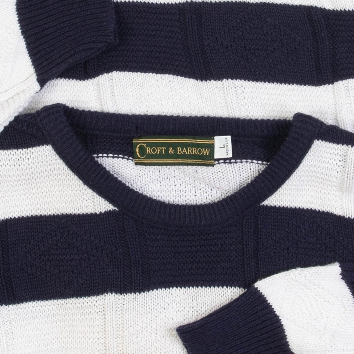 MEN'S VINTAGE 1990S STRIPED STRUCTURED KNITTED JUMPER - LARGE