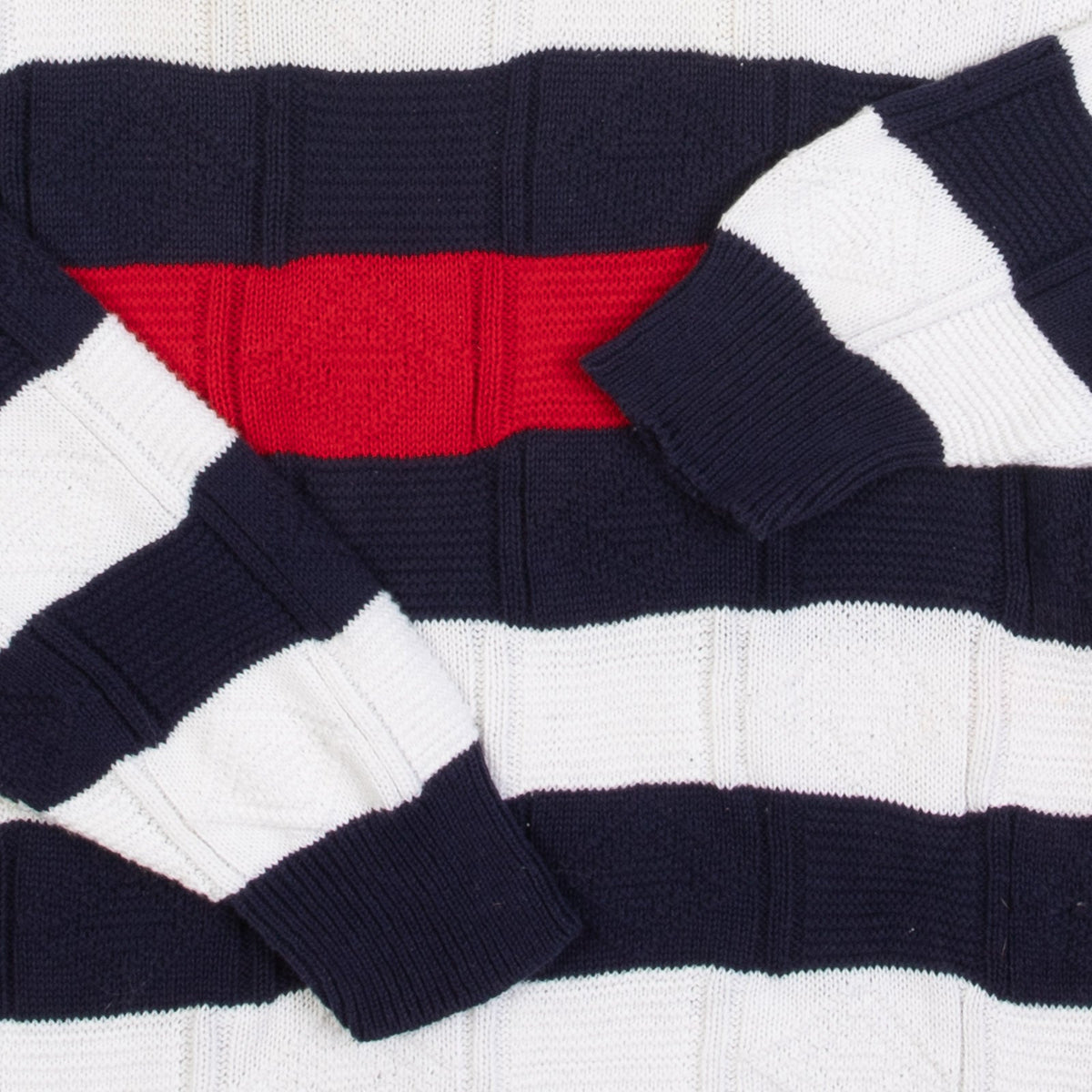 MEN'S VINTAGE 1990S STRIPED STRUCTURED KNITTED JUMPER - LARGE