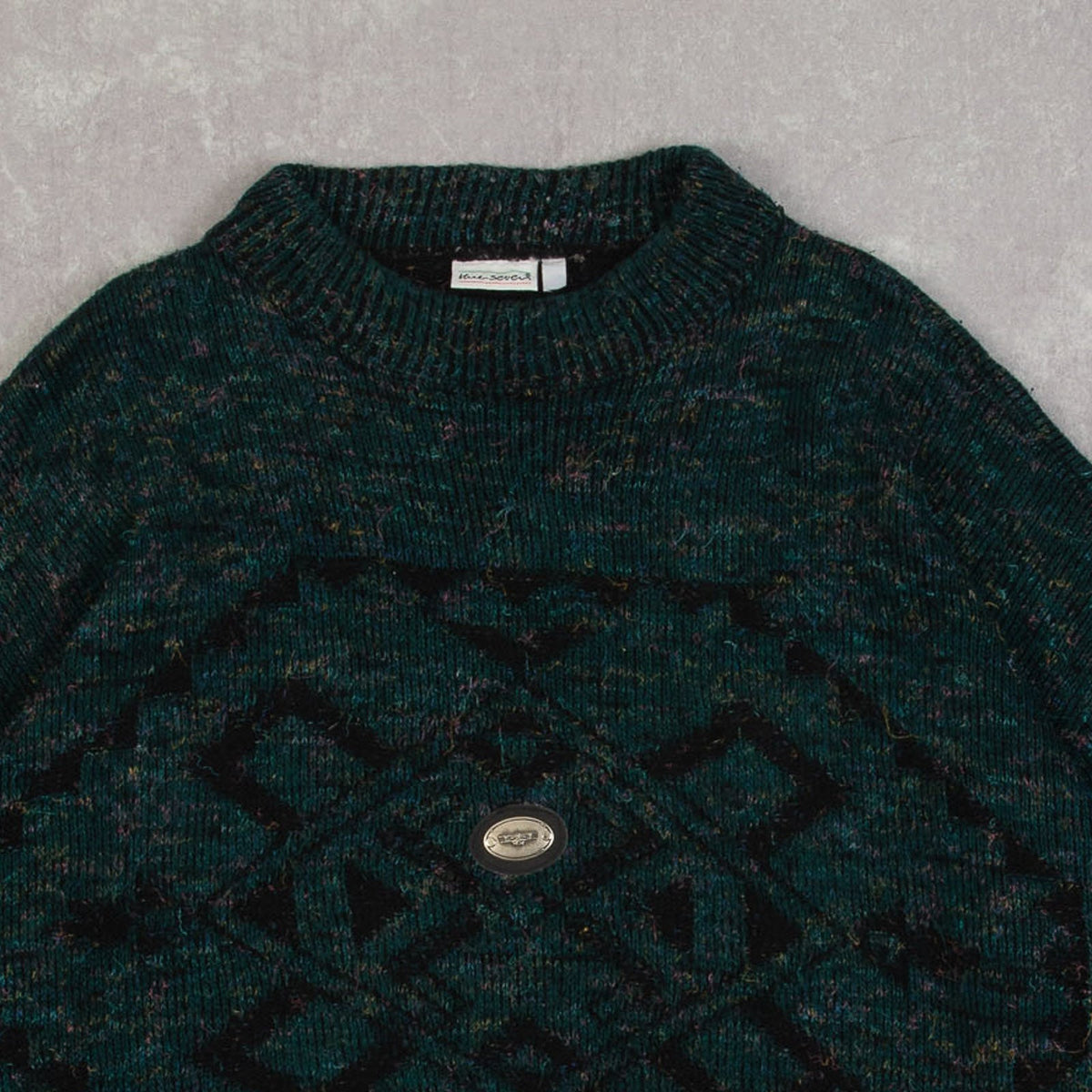 WOMEN'S VINTAGE 1980S PATTERNED KNITTED JUMPER - X-LARGE