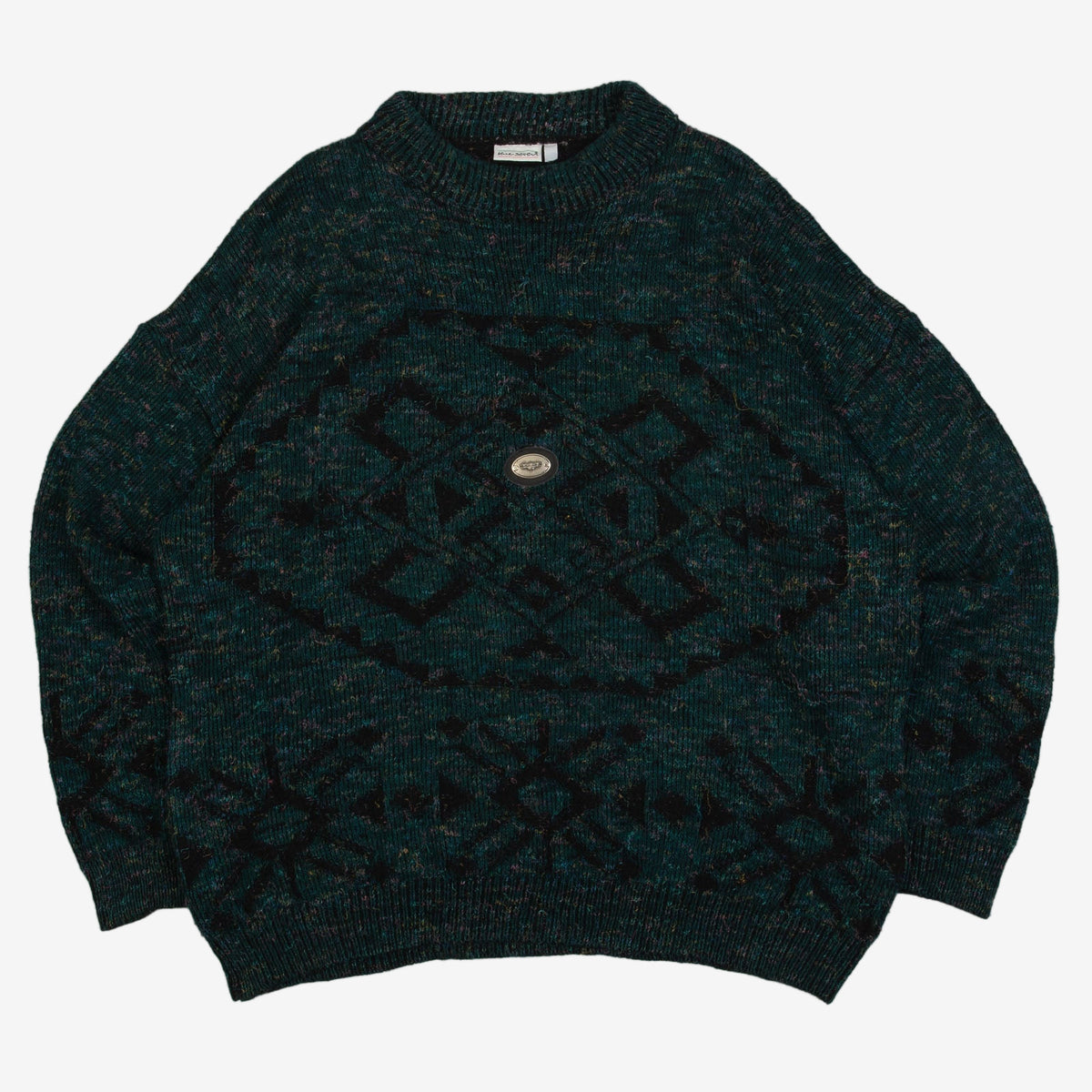 WOMEN'S VINTAGE 1980S PATTERNED KNITTED JUMPER - X-LARGE