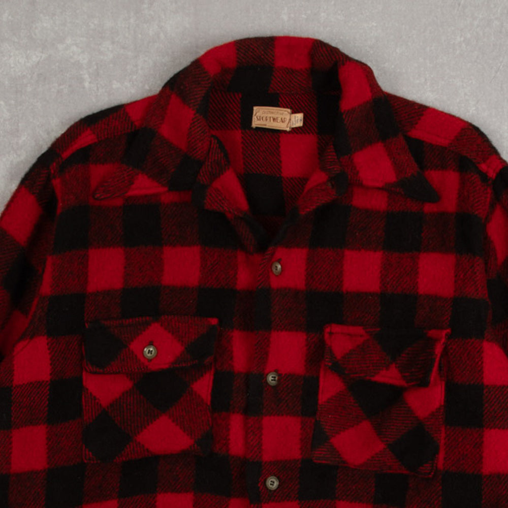 MEN'S VINTAGE 1980S CHECKED WOOL SHIRT JACKET - MEDIUM