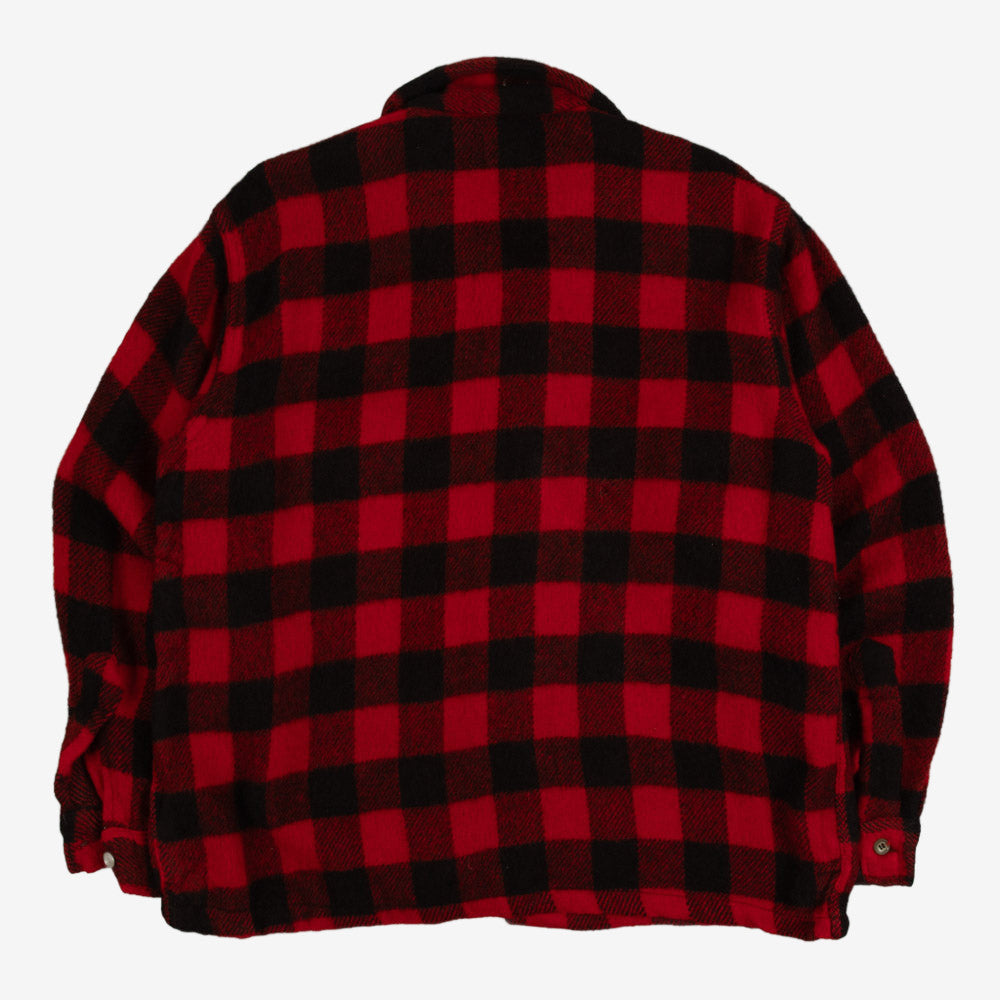 MEN'S VINTAGE 1980S CHECKED WOOL SHIRT JACKET - MEDIUM