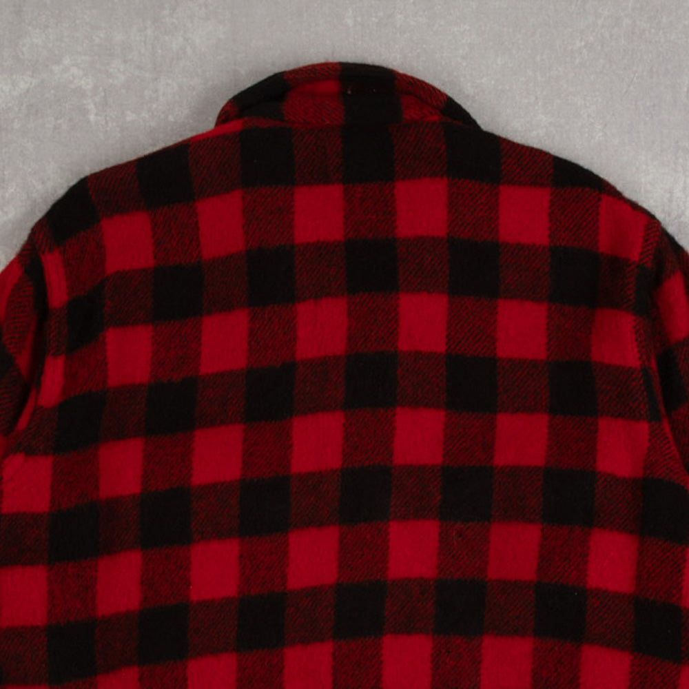 MEN'S VINTAGE 1980S CHECKED WOOL SHIRT JACKET - MEDIUM
