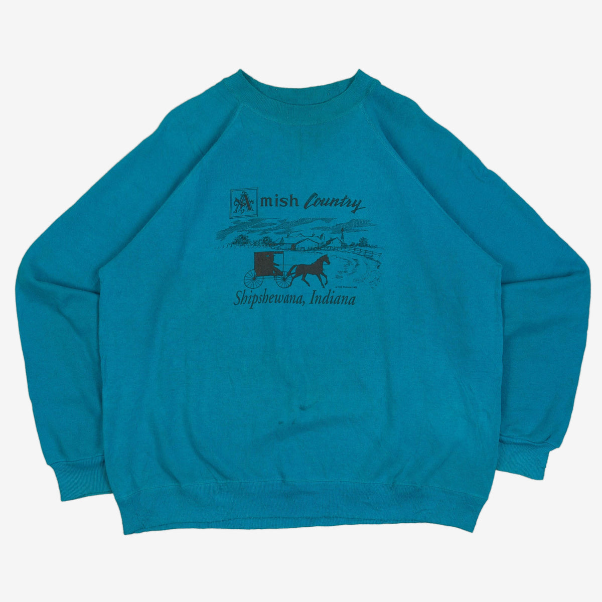 MEN'S VINTAGE 1980S AMISH INDIANA RAGLAN SWEATSHIRT - X-LARGE