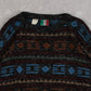 WOMEN'S VINTAGE 1980S PATTERNED KNITTED JUMPER - LARGE