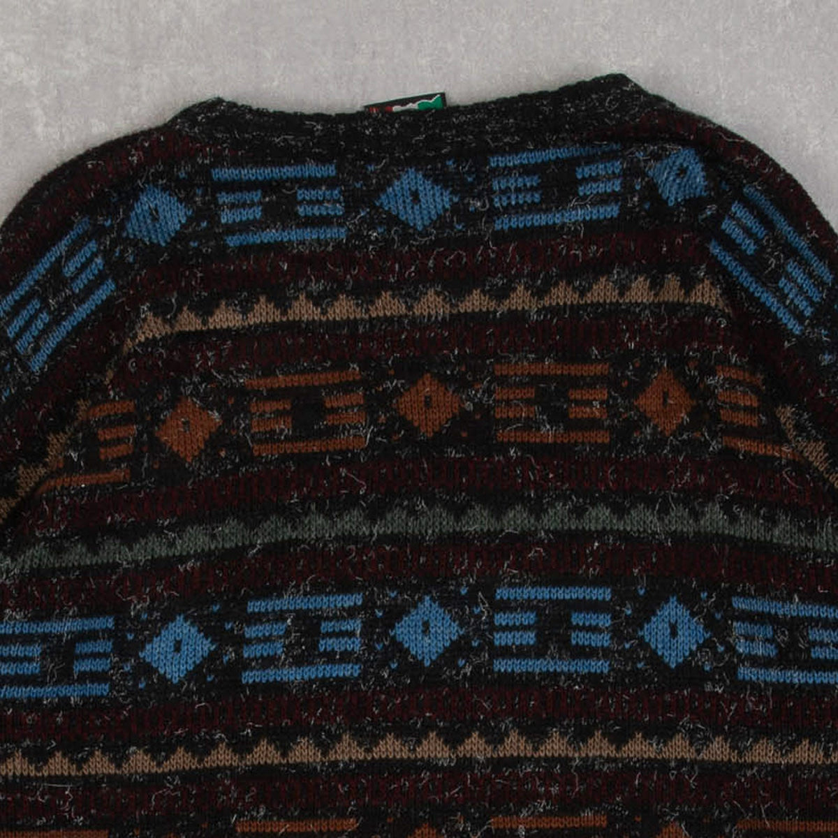 WOMEN'S VINTAGE 1980S PATTERNED KNITTED JUMPER - LARGE