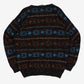 WOMEN'S VINTAGE 1980S PATTERNED KNITTED JUMPER - LARGE