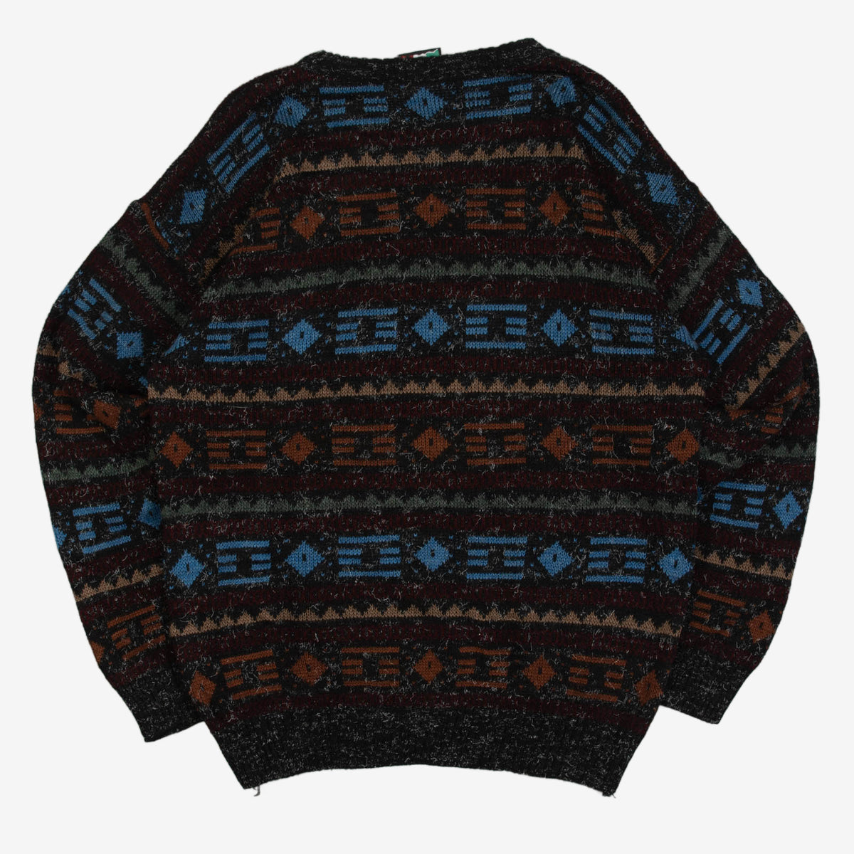 WOMEN'S VINTAGE 1980S PATTERNED KNITTED JUMPER - LARGE