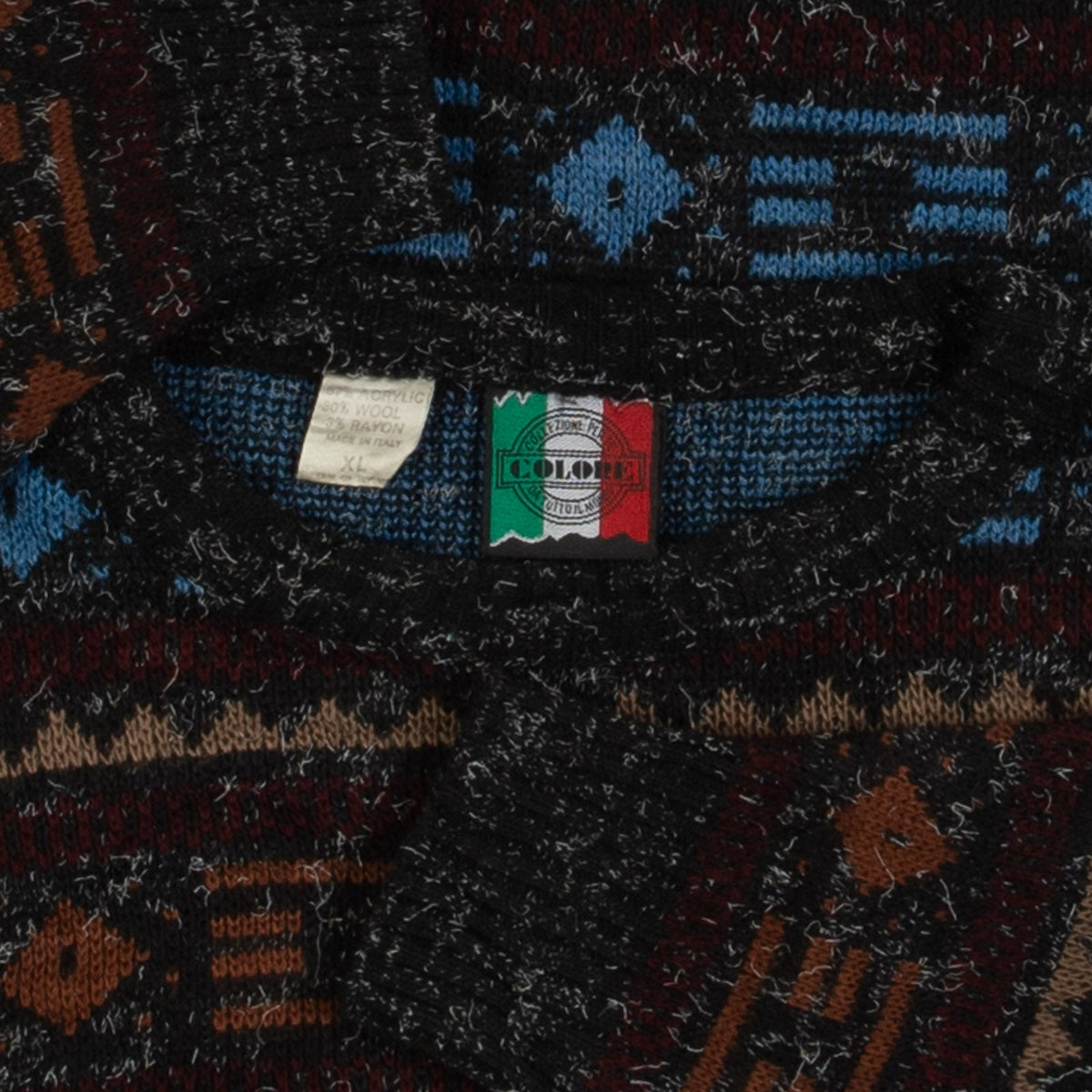 WOMEN'S VINTAGE 1980S PATTERNED KNITTED JUMPER - LARGE