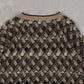 WOMEN'S VINTAGE 1990S PATTERNED V-NECK KNITTED JUMPER - LARGE