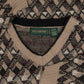 WOMEN'S VINTAGE 1990S PATTERNED V-NECK KNITTED JUMPER - LARGE