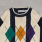 MEN'S VINTAGE 1990S ARGYLE PATTERNED KNITTED JUMPER - MEDIUM