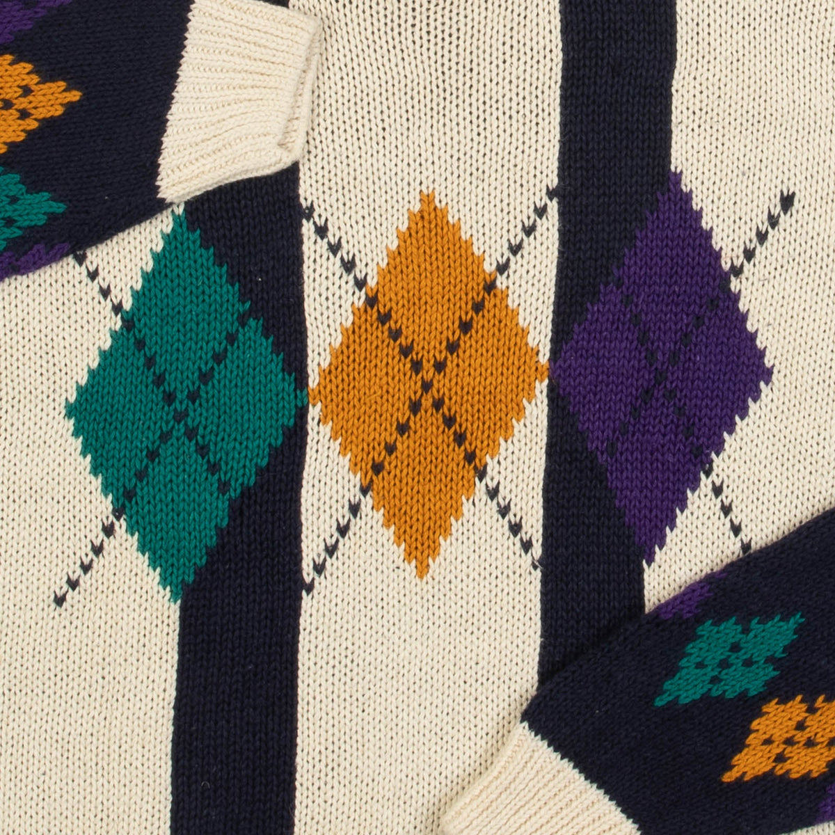 MEN'S VINTAGE 1990S ARGYLE PATTERNED KNITTED JUMPER - MEDIUM