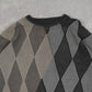 MEN'S VINTAGE 1990S DIAMOND PATTERNED KNITTED JUMPER - X-LARGE