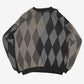 MEN'S VINTAGE 1990S DIAMOND PATTERNED KNITTED JUMPER - X-LARGE