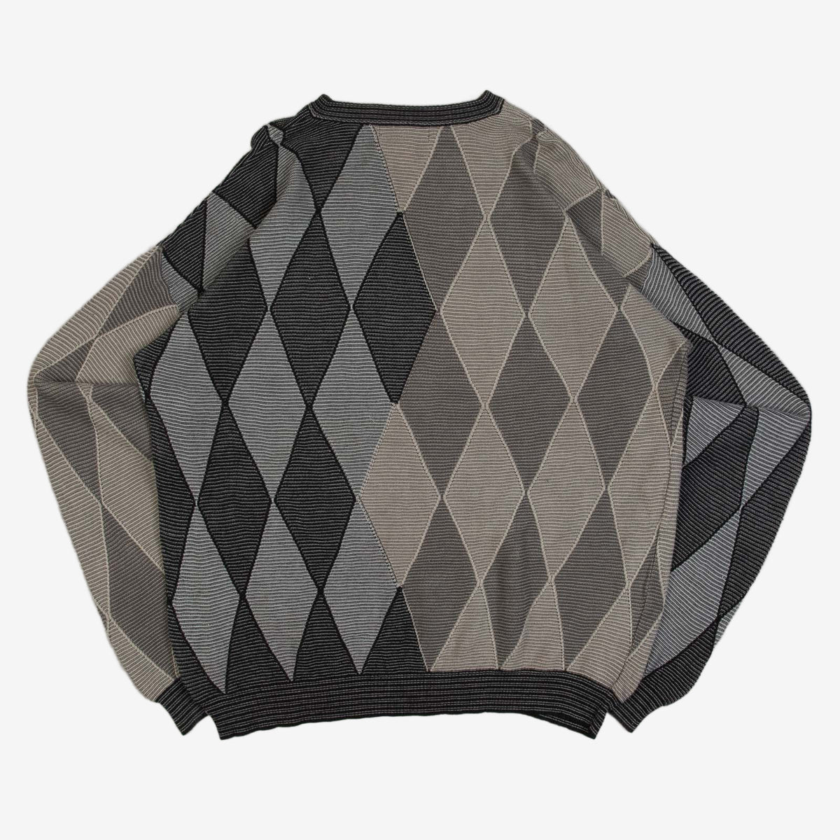 MEN'S VINTAGE 1990S DIAMOND PATTERNED KNITTED JUMPER - X-LARGE