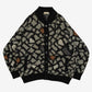 MEN'S VINTAGE 1980S PATTERNED KNITTED CARDIGAN - X-LARGE