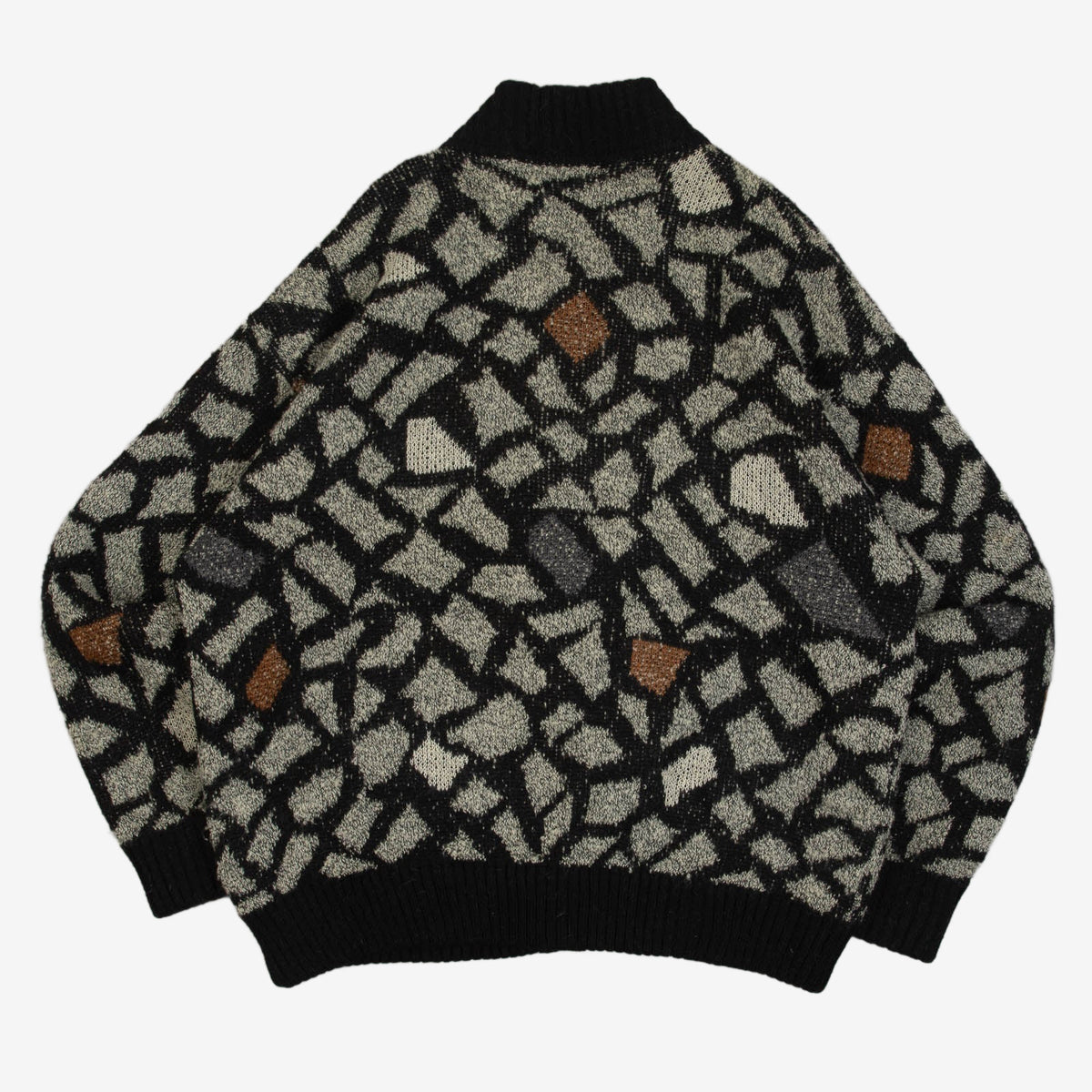 MEN'S VINTAGE 1980S PATTERNED KNITTED CARDIGAN - X-LARGE