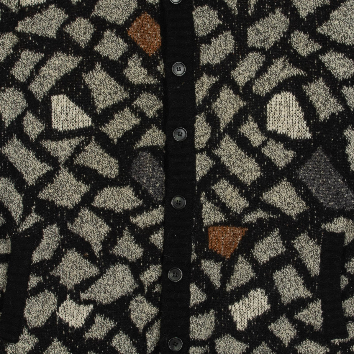 MEN'S VINTAGE 1980S PATTERNED KNITTED CARDIGAN - X-LARGE